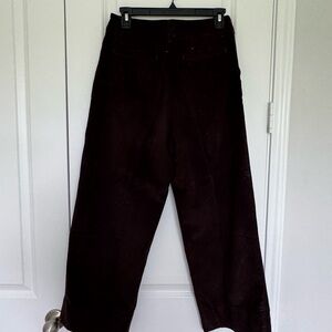 Garnet Hill Dark Brown Wide-Leg Cropped Corduroy Pants